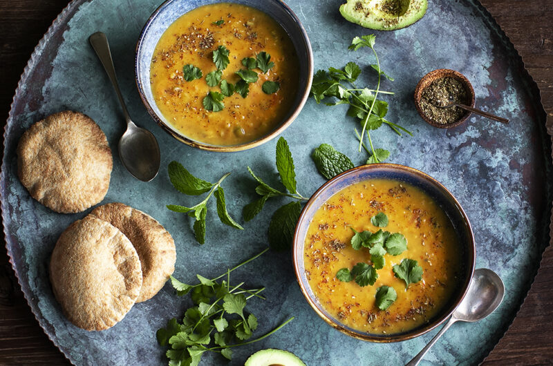 Harissa Lentil Soup. Quick and easy soup in minutes.