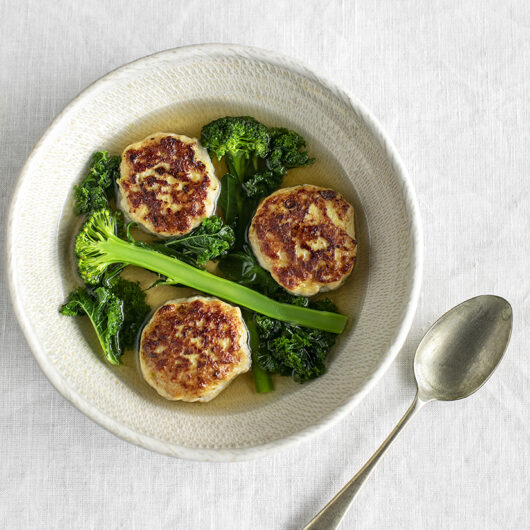 Chicken Meatballs and Green Vegetables in Flavourful Broth