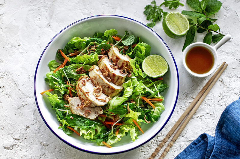 Vietnamese-style Lemongrass chicken and Herb Salad. Keto-frindly Recipe.