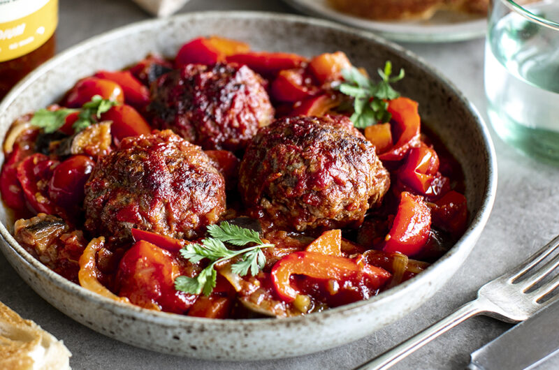 Mediterranean-style beef meatballs.