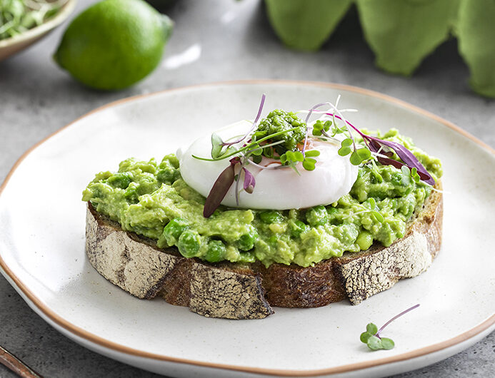 Super Green Avocado Toast  with Green Chilli, Lime and Poached Egg